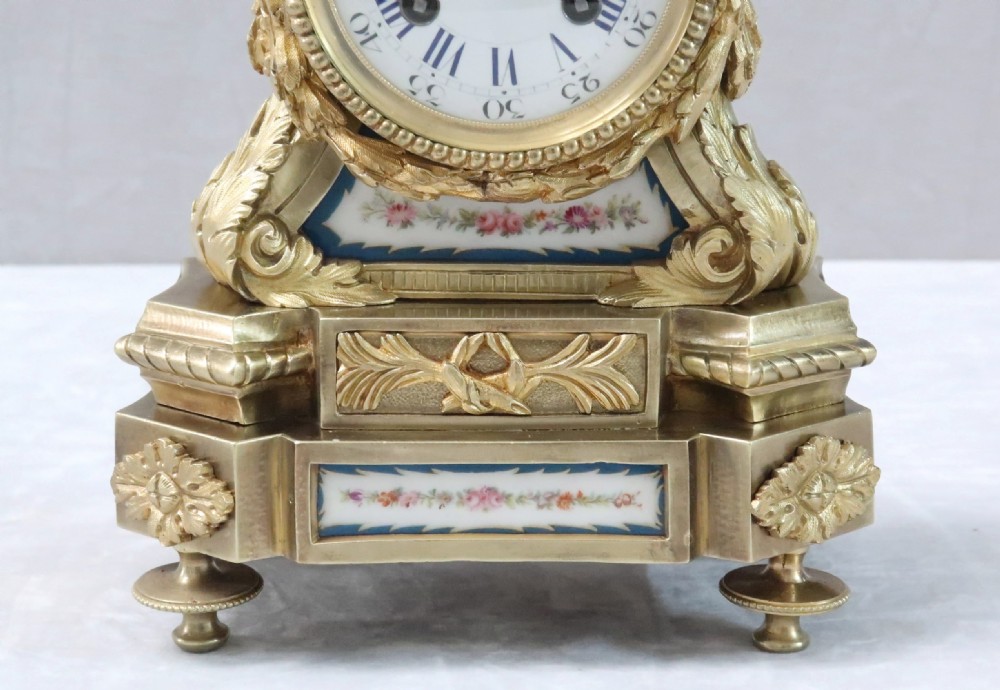 French Napoleon III Bronze Gilt and Porcelain Mantel Clock View IV