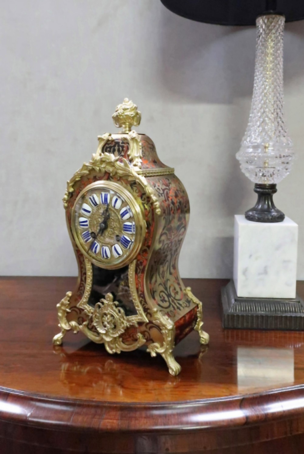 FRENCH LOUIS XV STYLE BOULLE MANTEL CLOCK