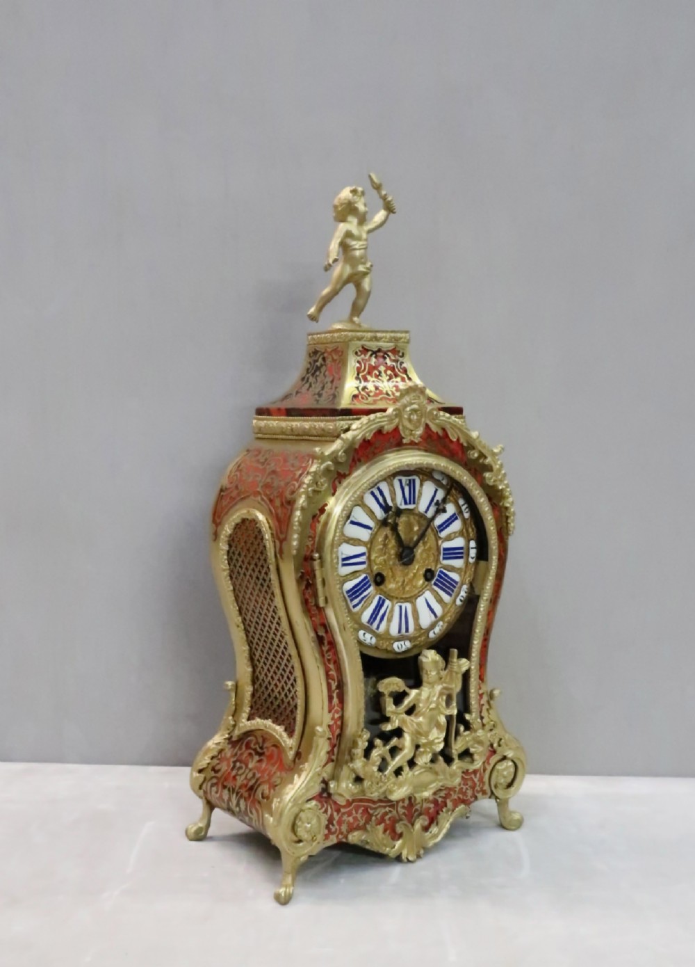 FRENCH LOUIS XV STYLE BOULLE MANTEL CLOCK