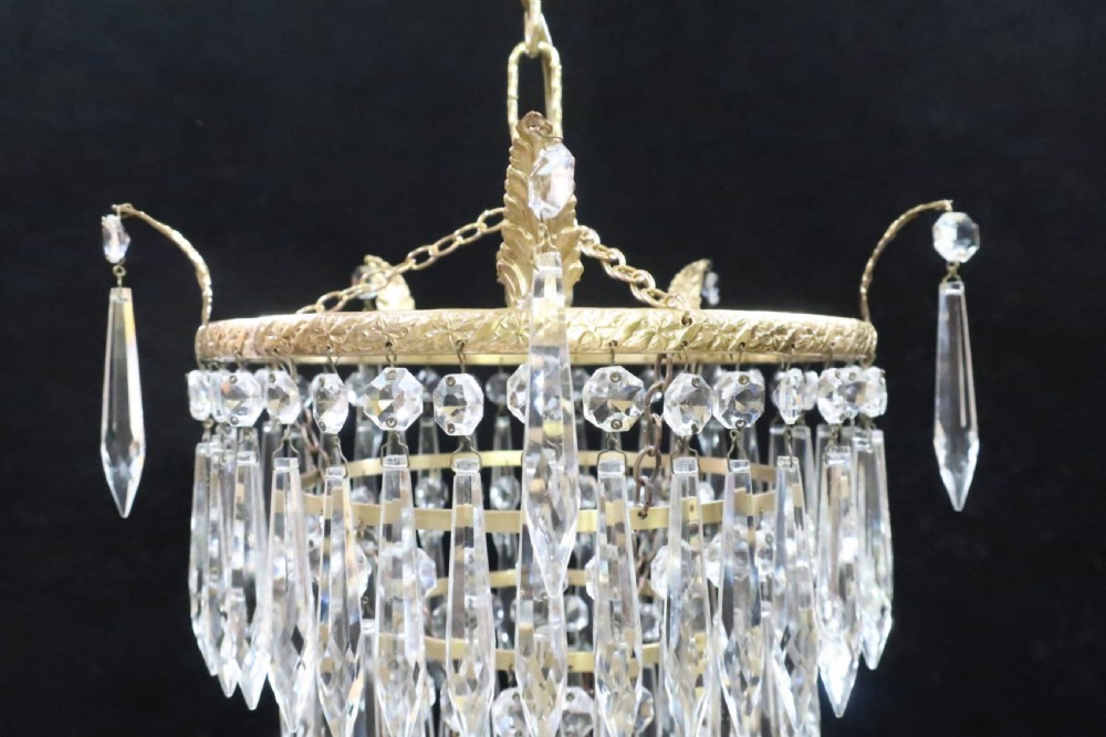 ITALIAN ART DECO FOUR TIER CRYSTAL GLASS CHANDELIER View III