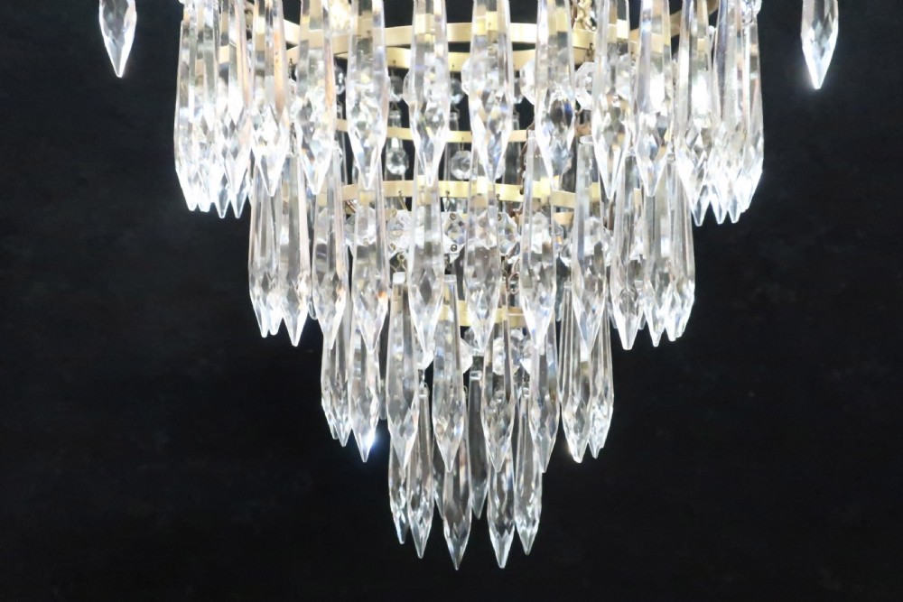 ITALIAN ART DECO FOUR TIER CRYSTAL GLASS CHANDELIER View V