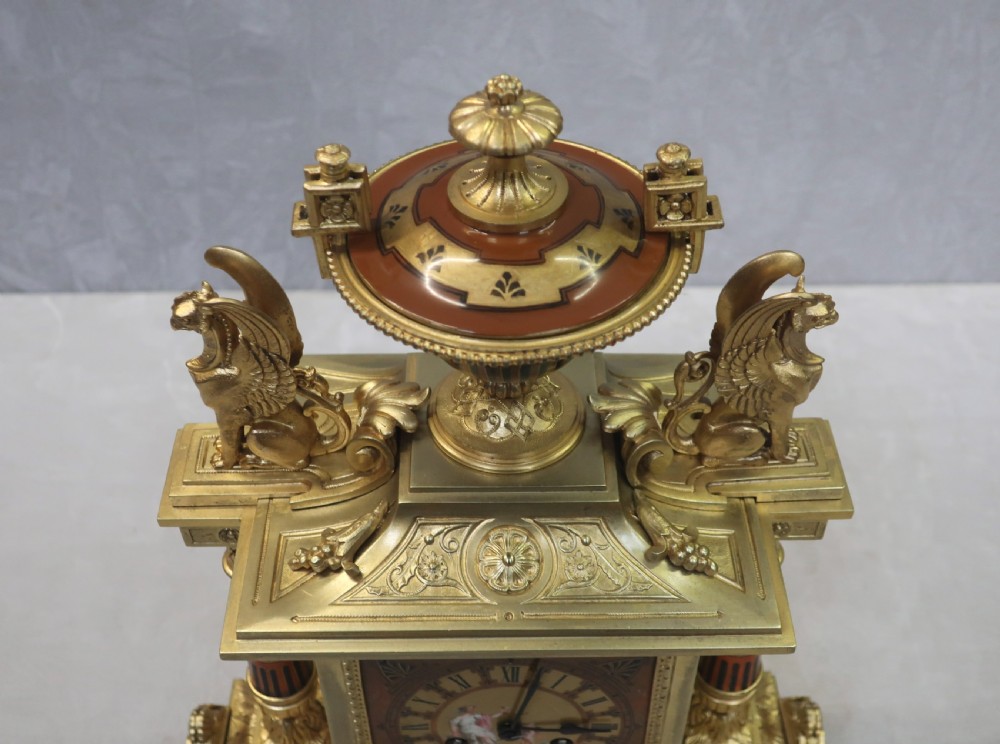 FRENCH EGYPTIAN REVIVAL BRONZE GILT MANTEL CLOCK BY ACHILLE BROCOT View VI