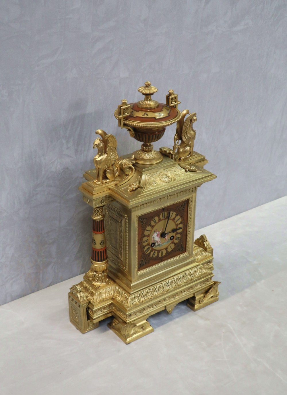 FRENCH EGYPTIAN REVIVAL BRONZE GILT MANTEL CLOCK BY ACHILLE BROCOT View IX