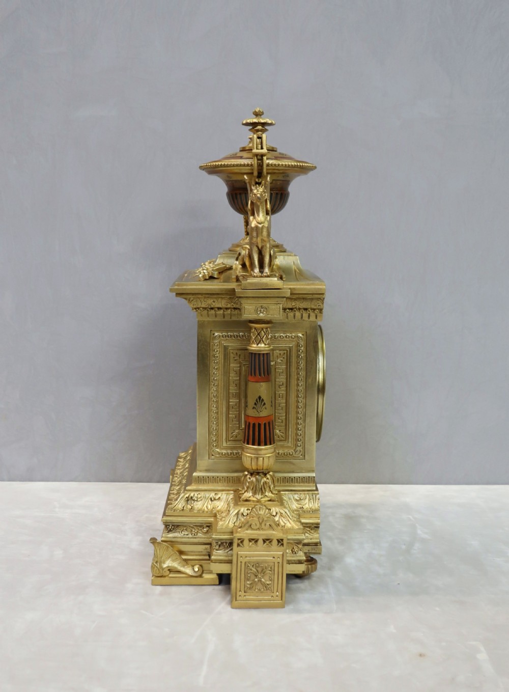 FRENCH EGYPTIAN REVIVAL BRONZE GILT MANTEL CLOCK BY ACHILLE BROCOT View X