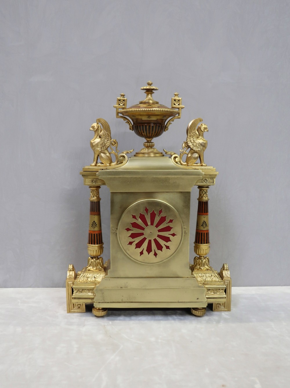 FRENCH EGYPTIAN REVIVAL BRONZE GILT MANTEL CLOCK BY ACHILLE BROCOT View XI