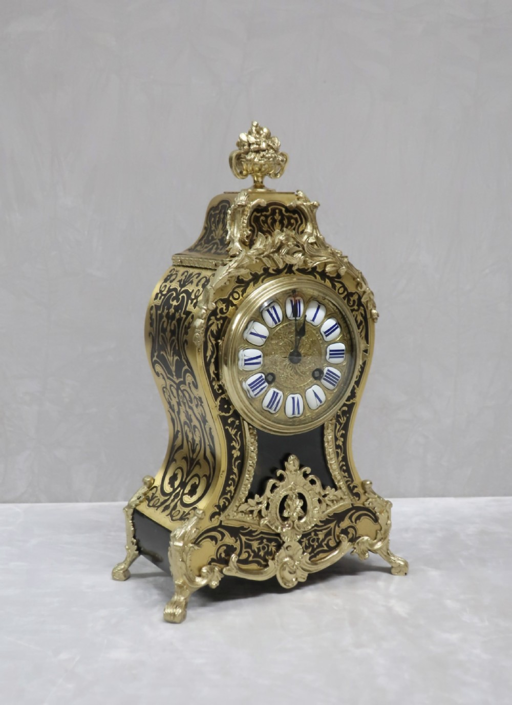 FRENCH LOUIS XV STYLE BOULLE MANTEL CLOCK