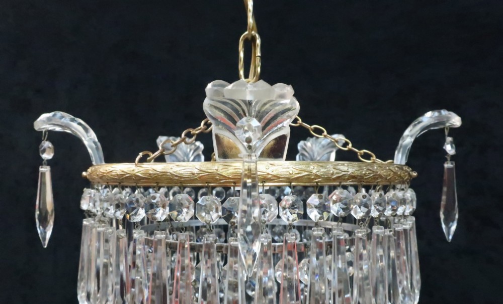ITALIAN ART DECO FOUR TIER CRYSTAL GLASS CHANDELIER View III