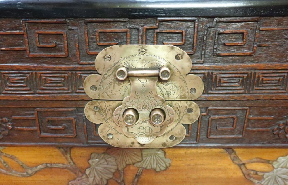 ORIENTAL CHINESE CAMPHOR WOOD & SOAPSTONE CHEST View VII