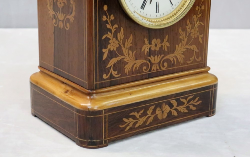 FRENCH NAPOLEON III ROSEWOOD CAMPAIGN MANTEL CLOCK View VI