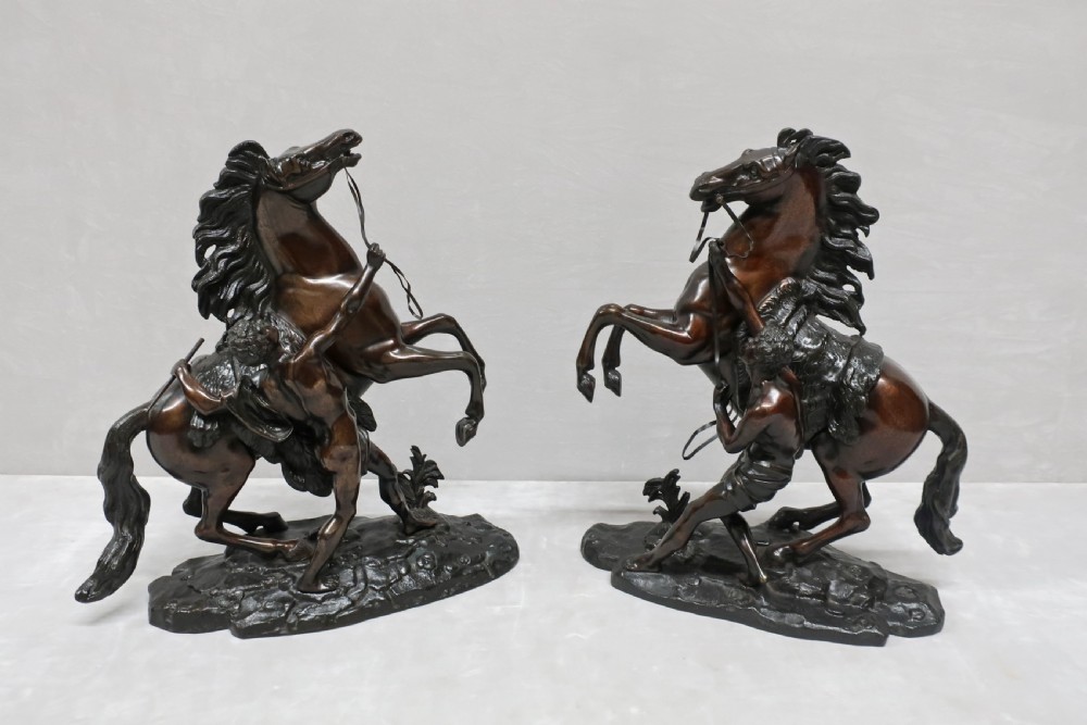 PAIR OF BRONZE MARLY HORSE SCULPTURES AFTER COUSTOU  View II