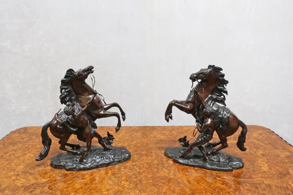 PAIR OF BRONZE MARLY HORSE SCULPTURES AFTER COUSTOU  View XIII