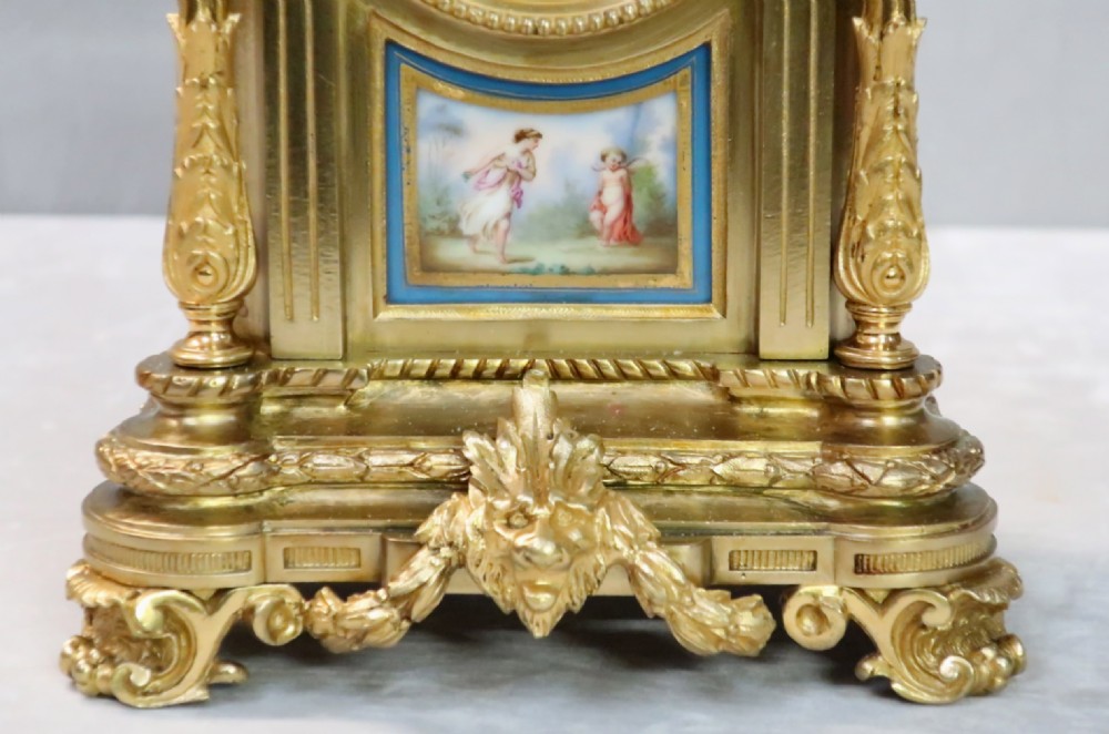 FRENCH BRONZE GILT & PORCELAIN MANTEL CLOCK BY JAPY FRERES View V