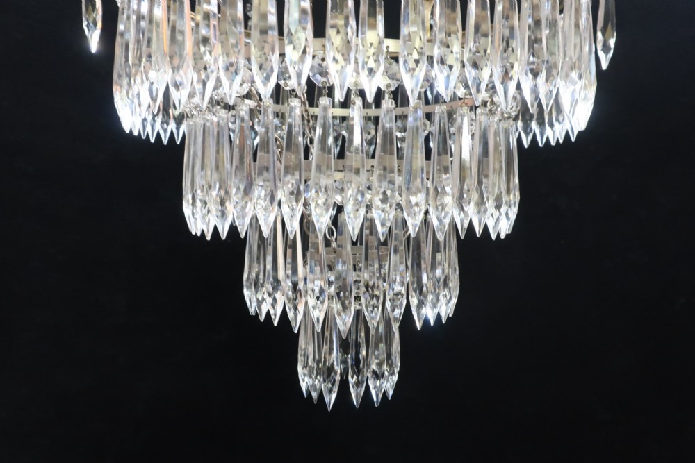 ITALIAN ART DECO FOUR TIER CRYSTAL GLASS CHANDELIER View V
