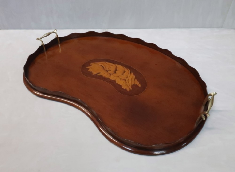 GEORGIAN MAHOGANY KIDNEY SHAPED SERVING TRAY