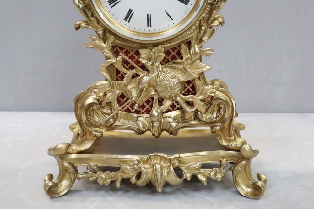 French Rococo Style Brass Gilt Mantel Clock by Japy Freres View III