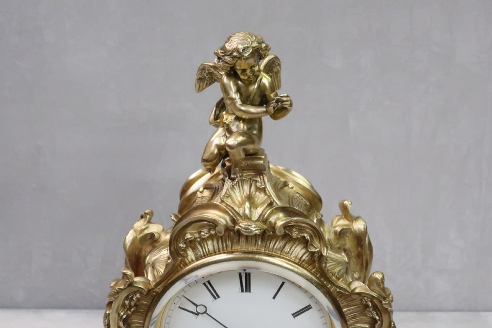 French Rococo Style Brass Gilt Mantel Clock by Japy Freres View VI