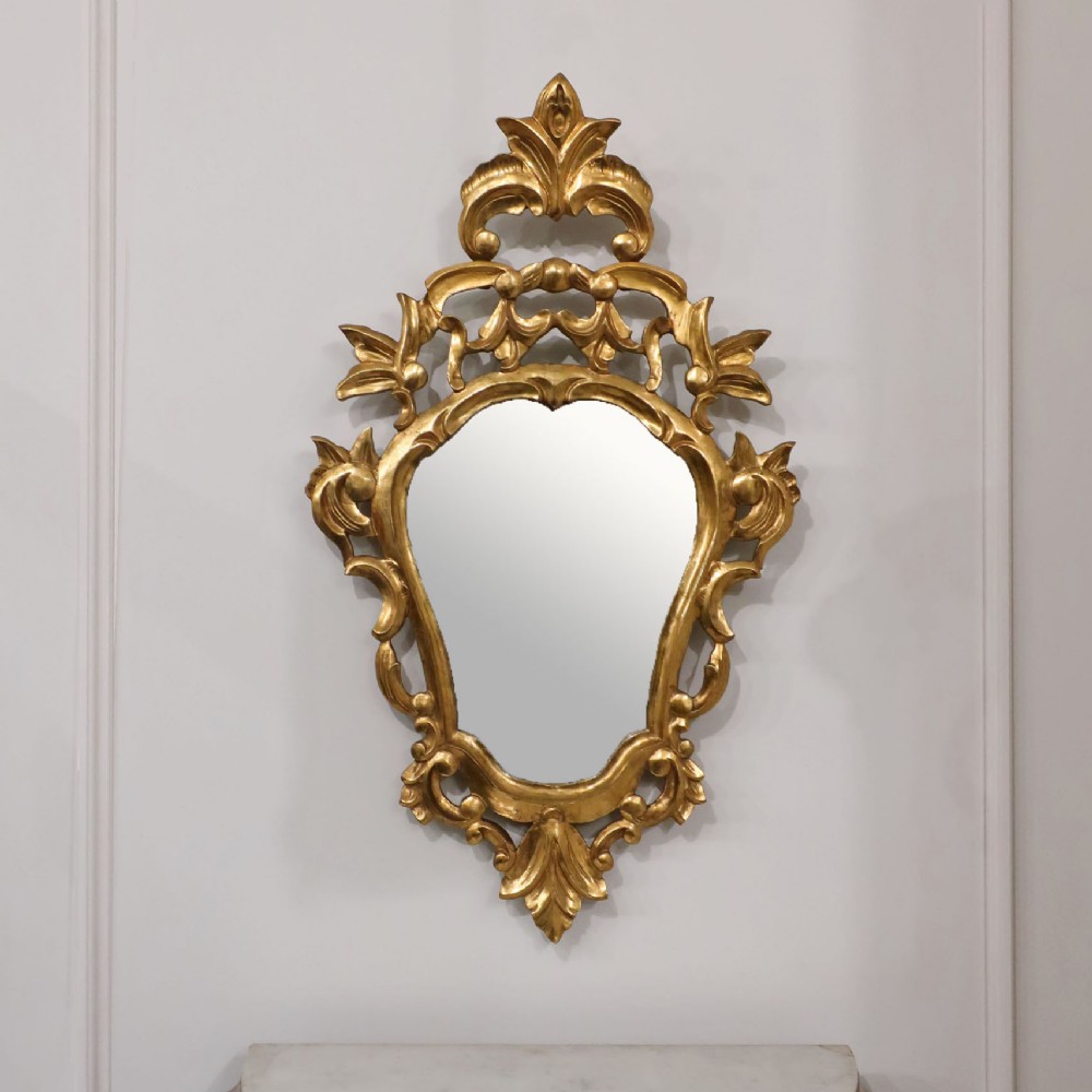 Italian Giltwood Carved Rococo Style Wall Mirror