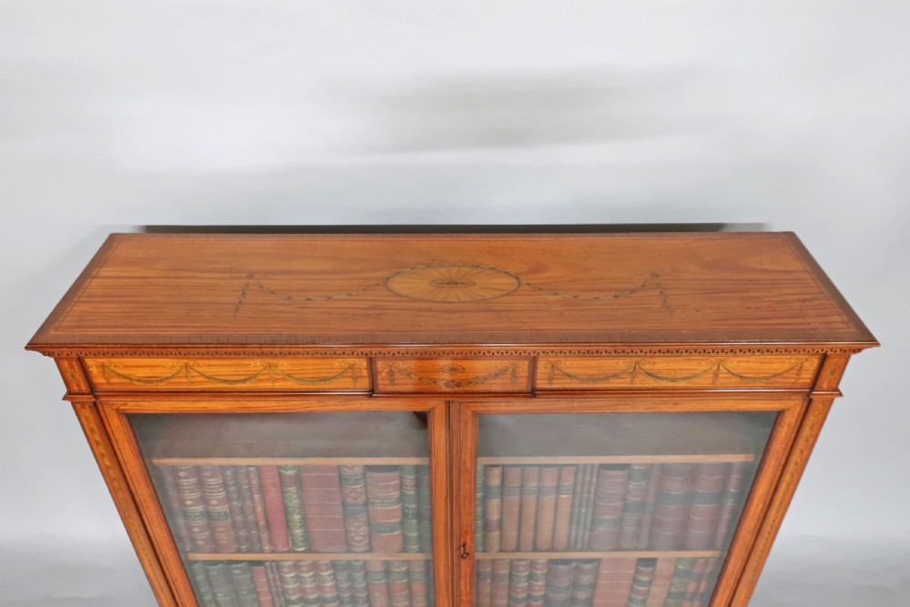 Victorian Satinwood Marquetry Bookcase Attributed to Edwards & Roberts View V