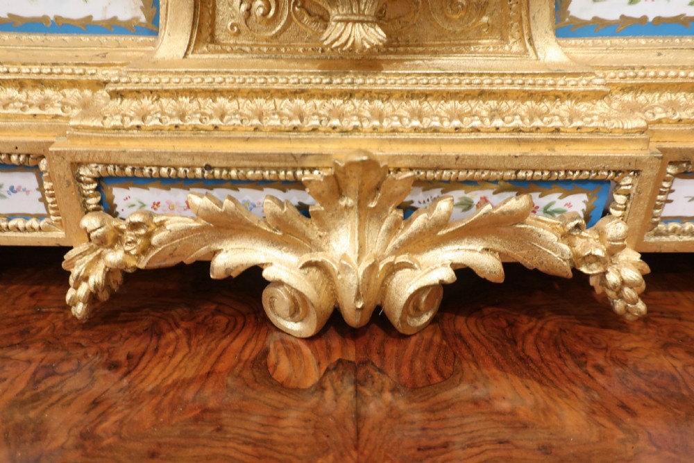 French Bronze Gilt & Porcelain Mantel Clock View XI