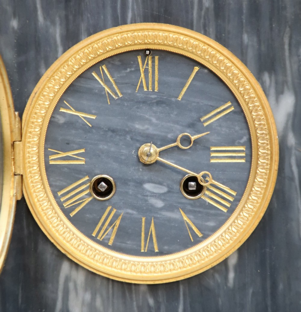 French Neoclassical Style Grey Marble Mantel Clock View III