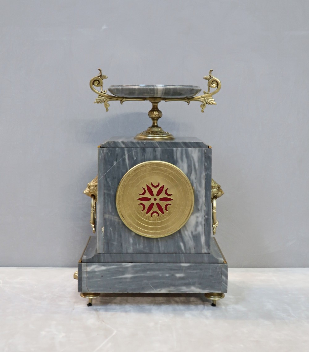 French Neoclassical Style Grey Marble Mantel Clock View IX