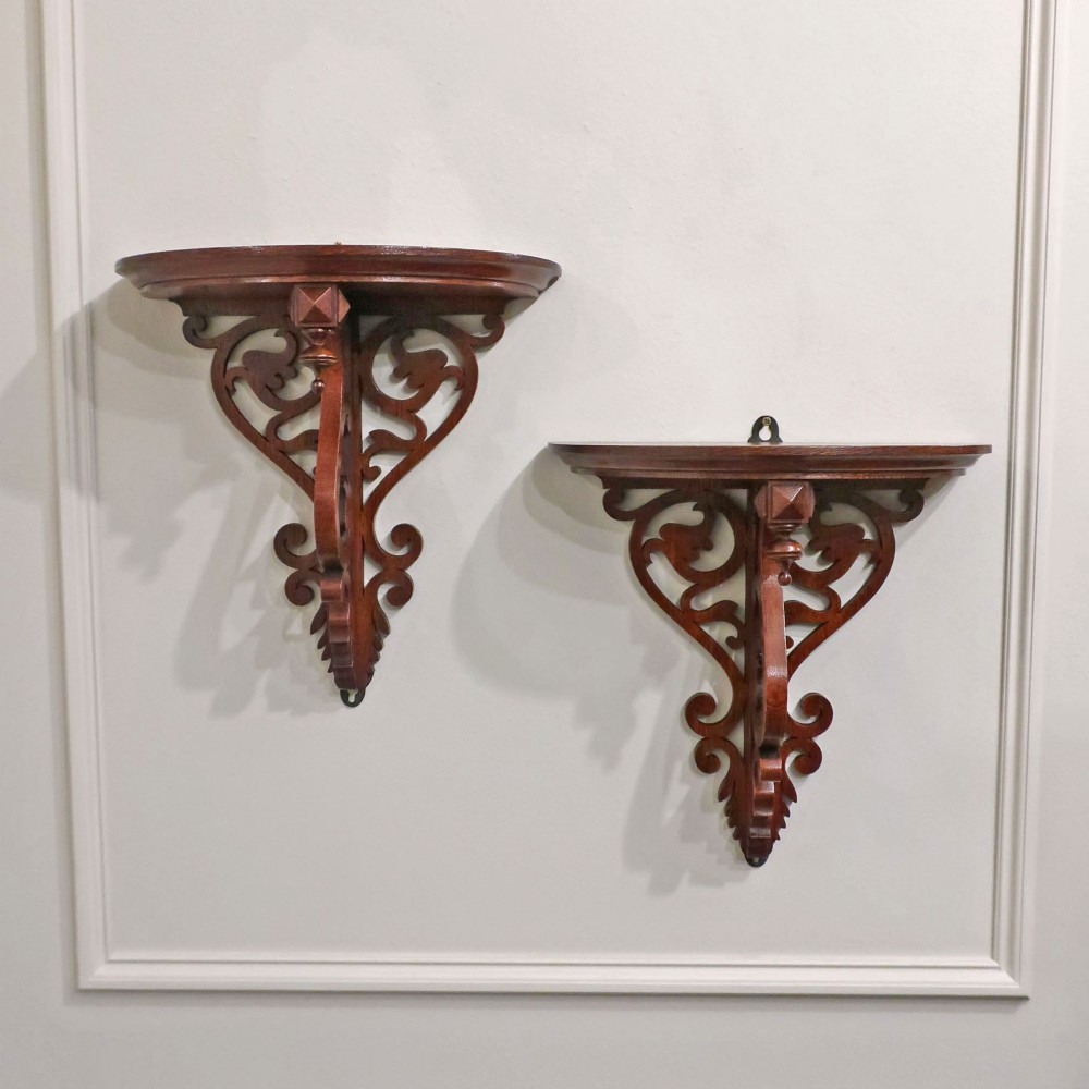 Pair of Victorian Oak Wall Brackets