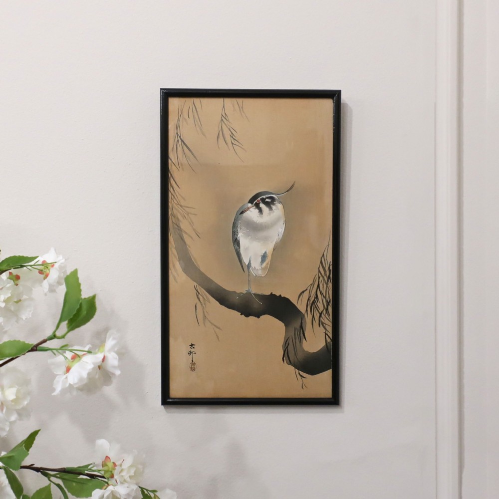 Japanese Framed Woodblock Print by Koson Ohara 'Northern Lapwing'