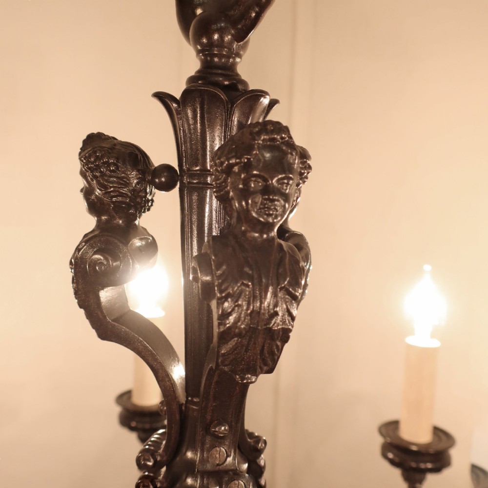 French Bronzed Seven Arm Chandelier - Two available View V
