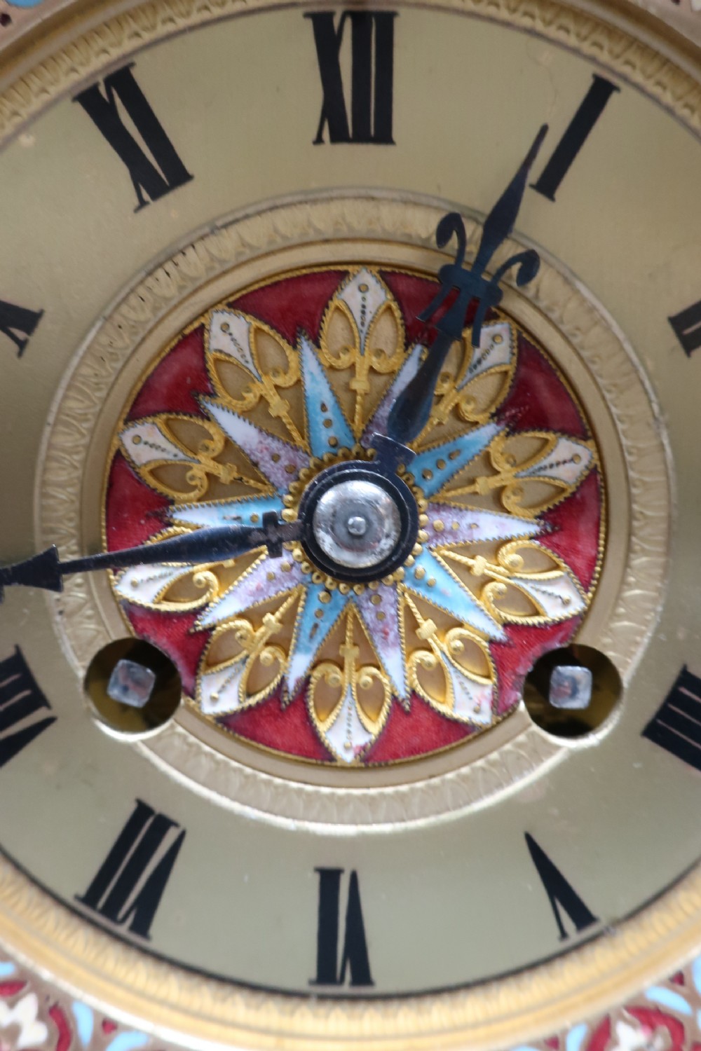 French 19th Century Champleve Four Glass Mantel Clock View V