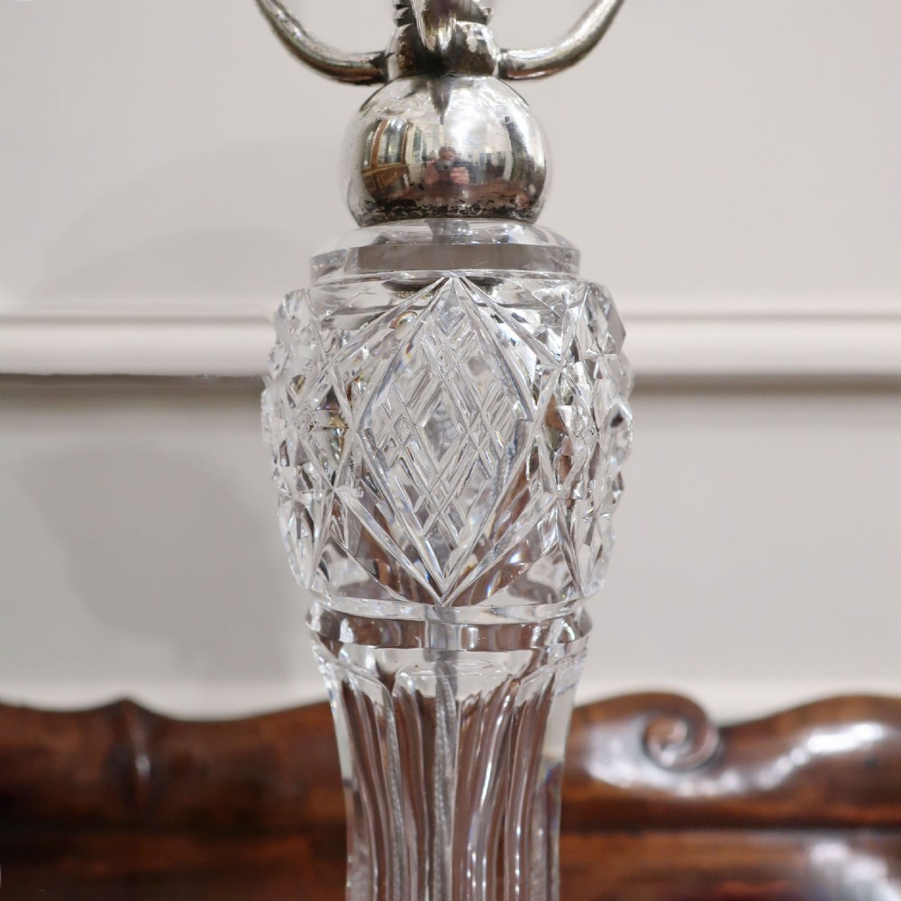 Art Deco Cut Crystal Glass Mushroom Table Lamp View V