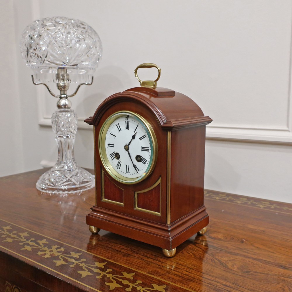 French Belle Epoque Mahogany Mantel Clock by L.P Japy