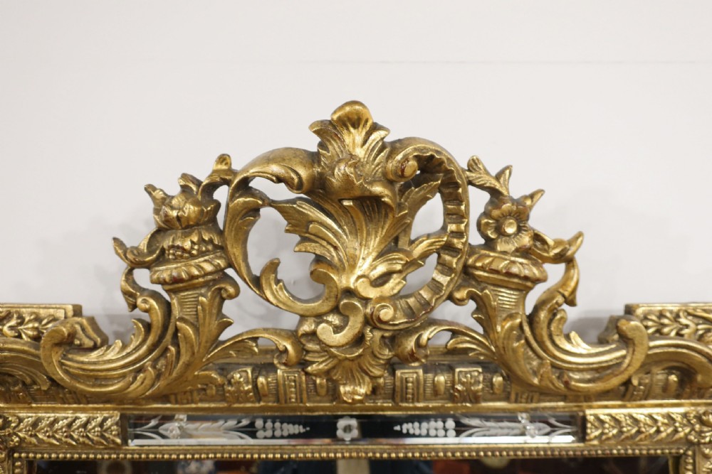 French Louis XVI Style Giltwood Overmantel Wall Mirror View III