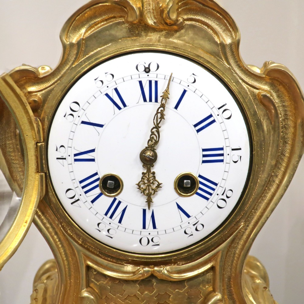 French Louis XV Style Brass Gilt Mantel Clock by Japy Freres View III