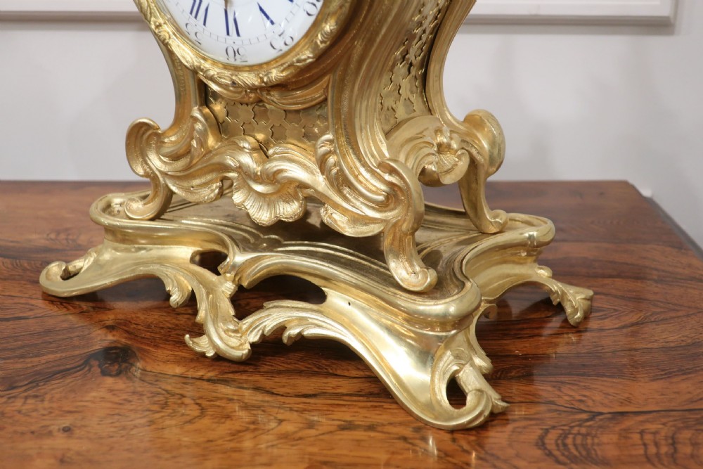 French Louis XV Style Brass Gilt Mantel Clock by Japy Freres View IV