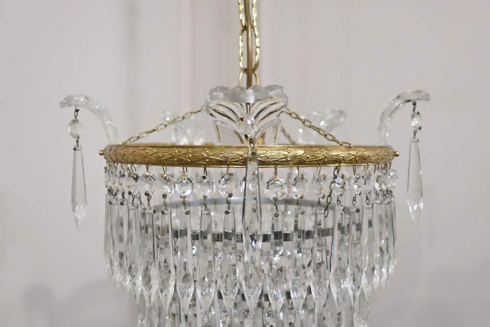 Art Deco Four Tier Crystal Glass Chandelier View IV