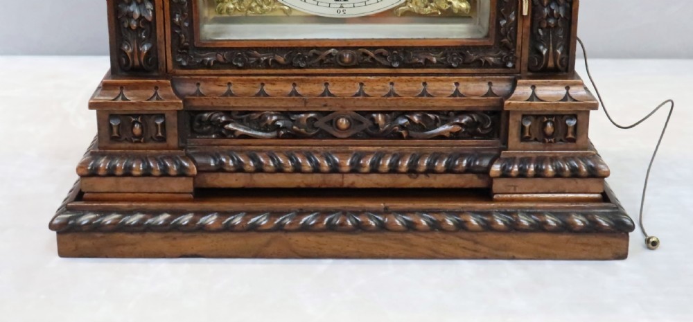 German Black Forest Three Train Walnut Bracket Clock by Lenzkirch View V