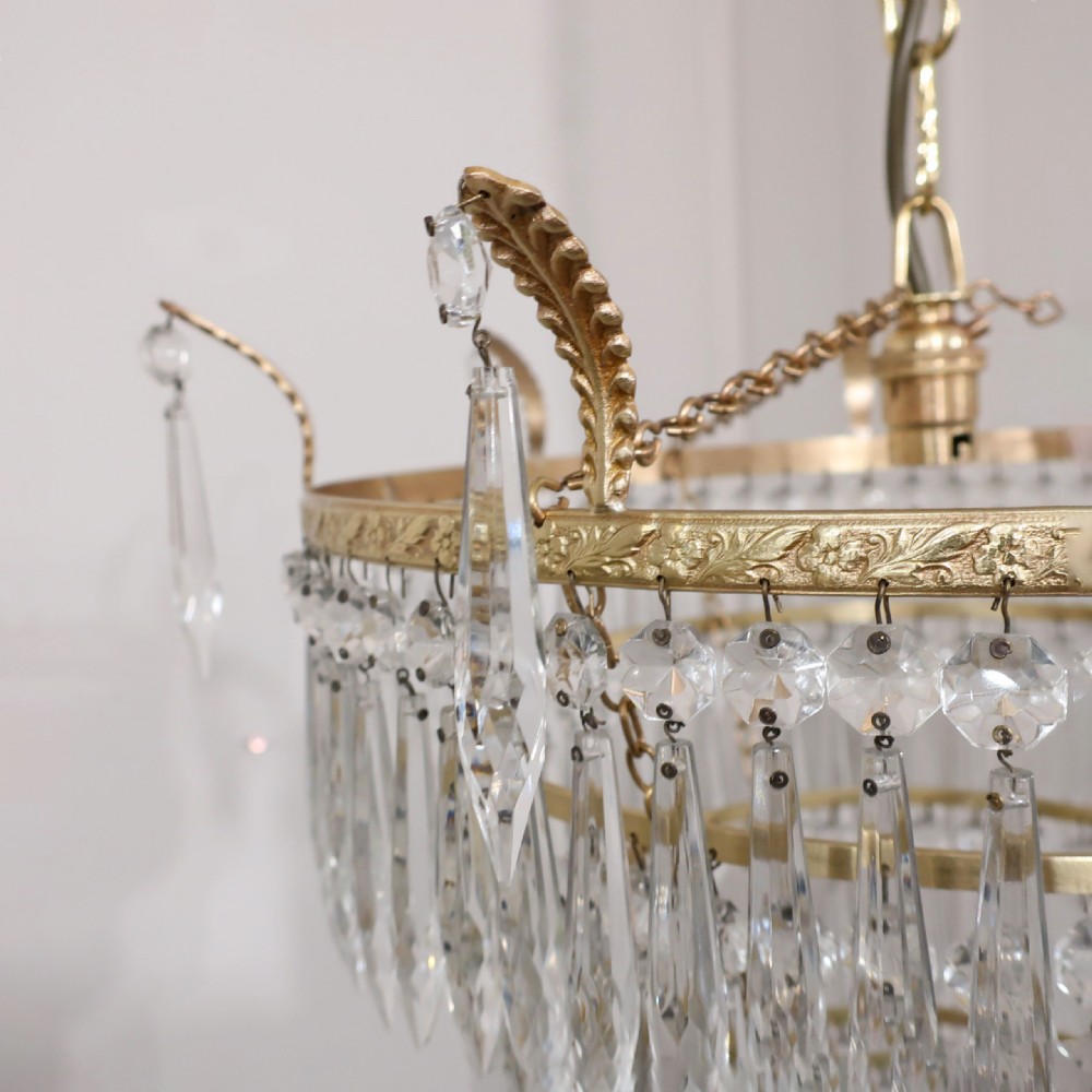 Art Deco Five Tier Crystal Glass Chandelier View VI