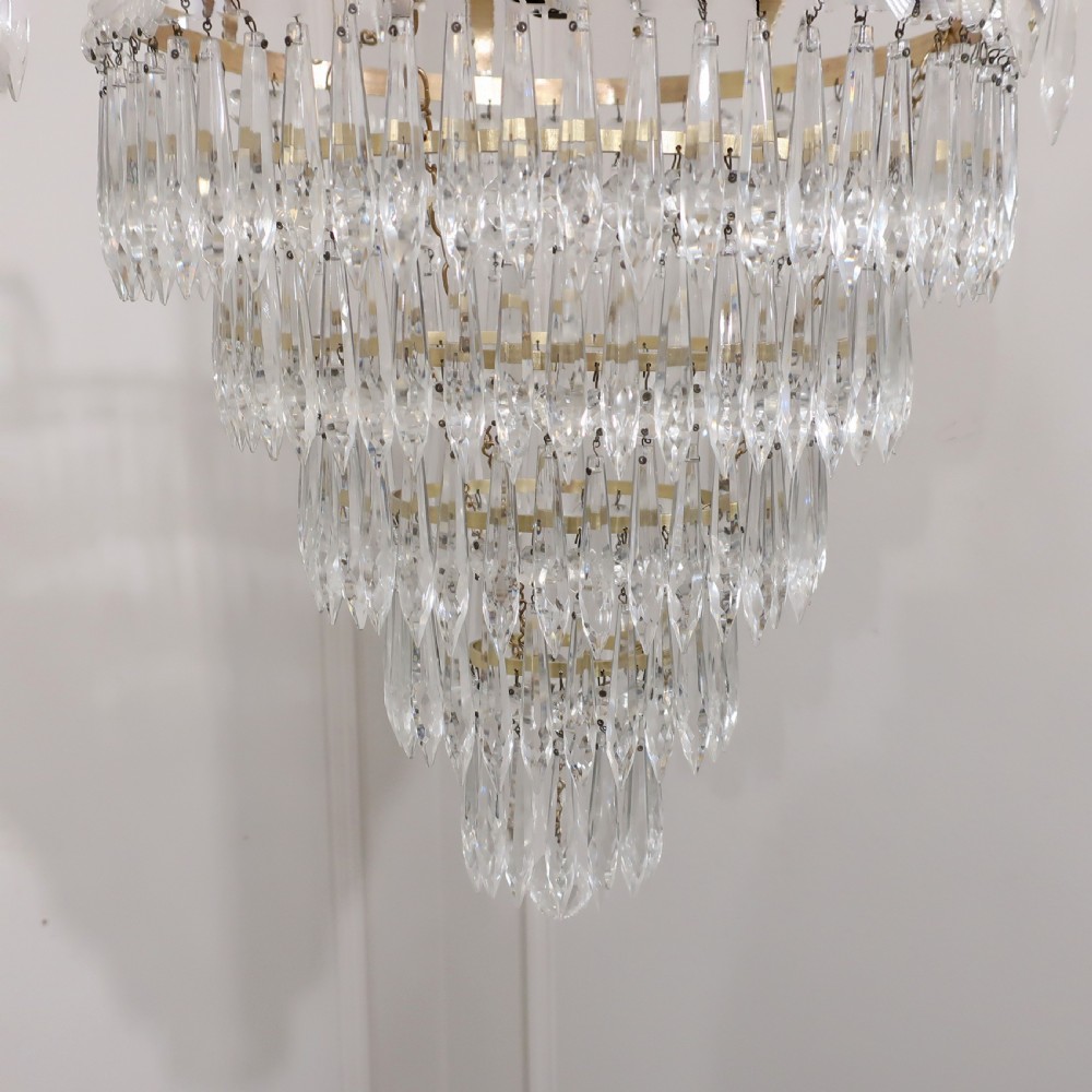 Art Deco Five Tier Crystal Glass Chandelier View VIII