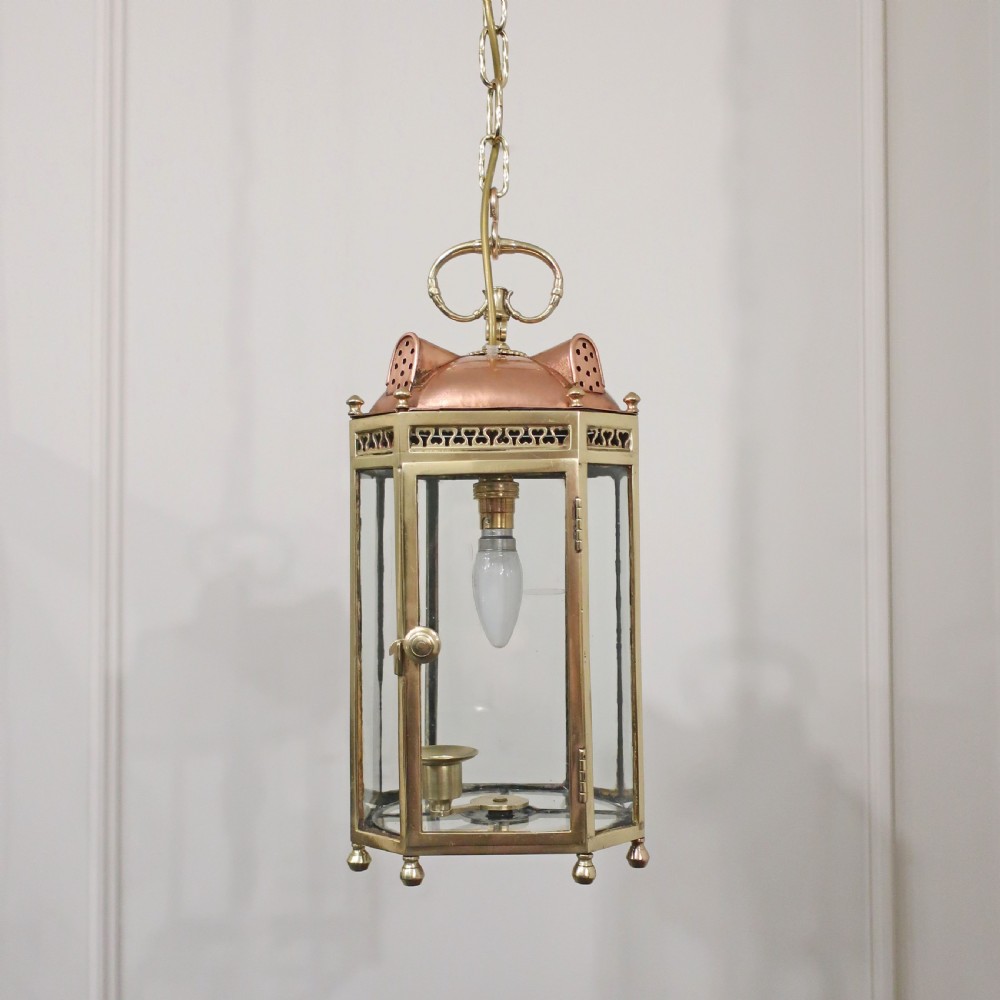 Victorian Brass and Copper Hall Lantern