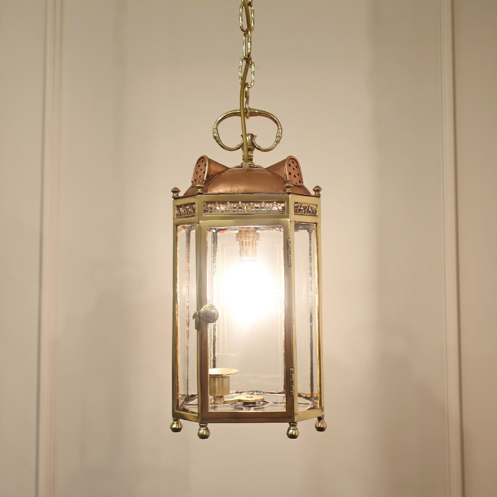 Victorian Brass and Copper Hall Lantern View II