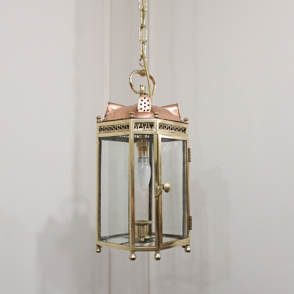 Victorian Brass and Copper Hall Lantern View III