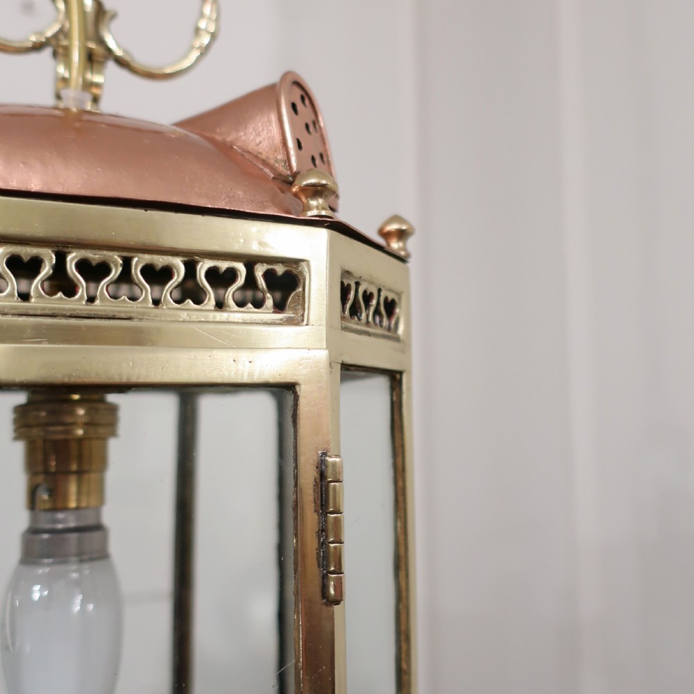 Victorian Brass and Copper Hall Lantern View VII