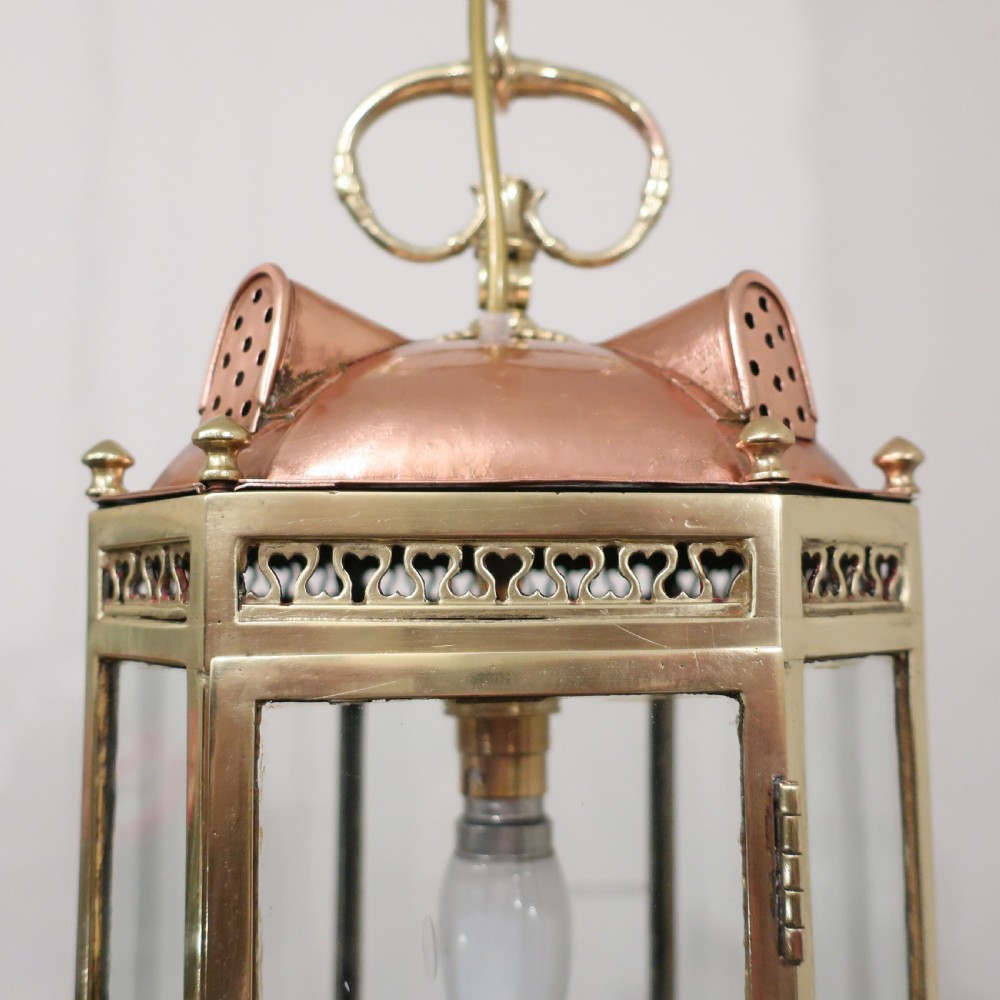 Victorian Brass and Copper Hall Lantern View VIII