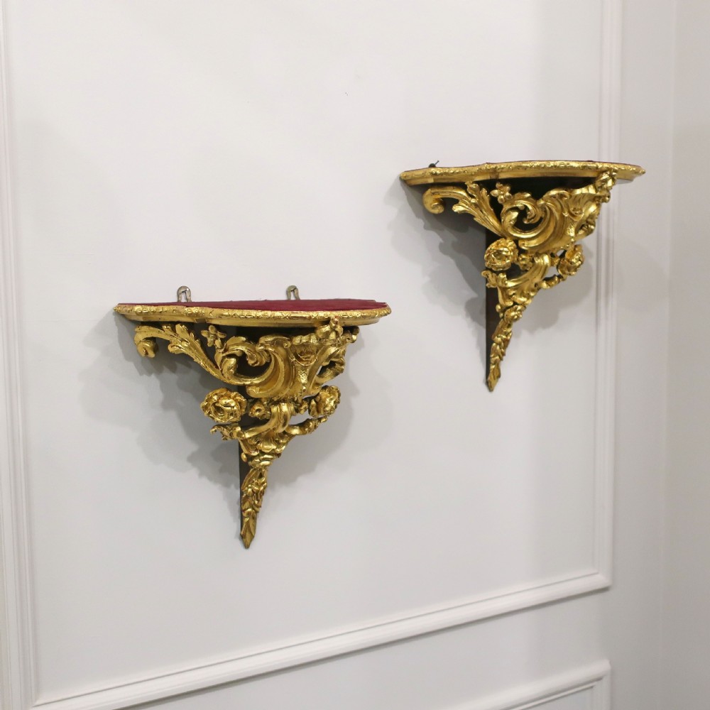Pair of Victorian Rococo Style Gilt Wall Brackets View II