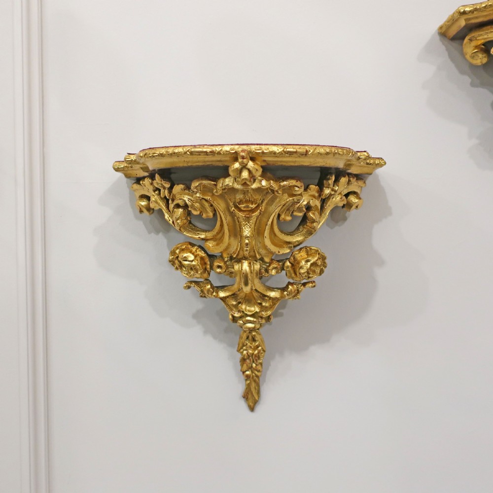Pair of Victorian Rococo Style Gilt Wall Brackets View III