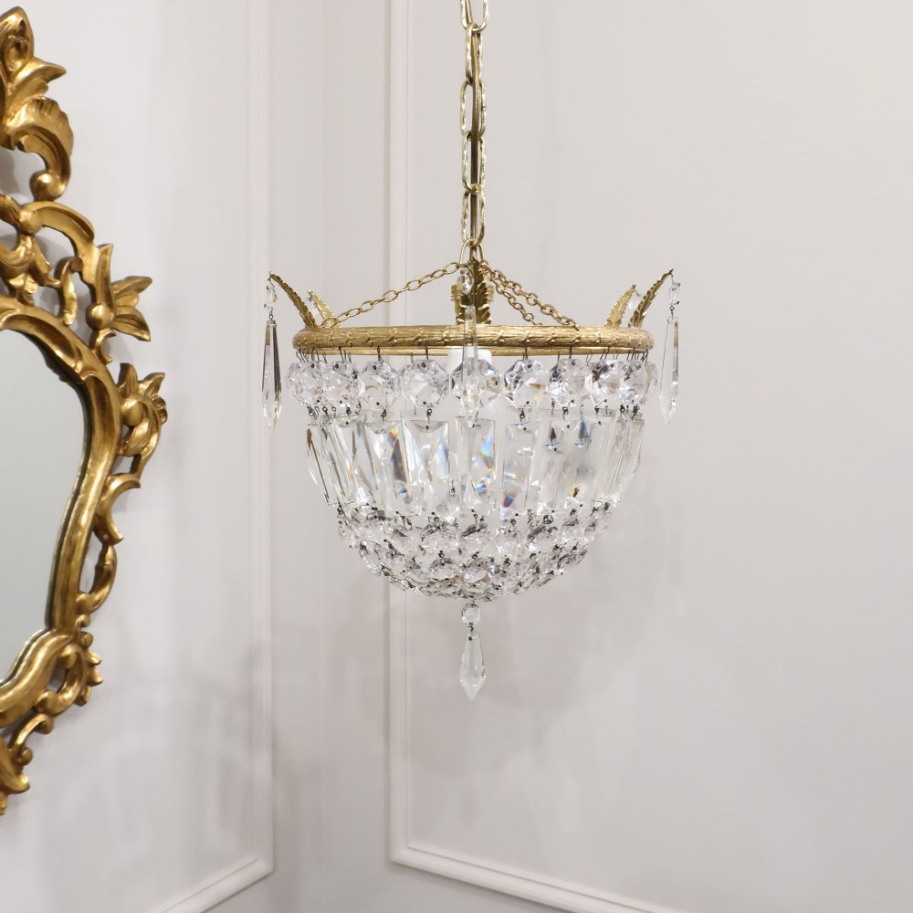Art Deco Crystal Glass Bag Chandelier