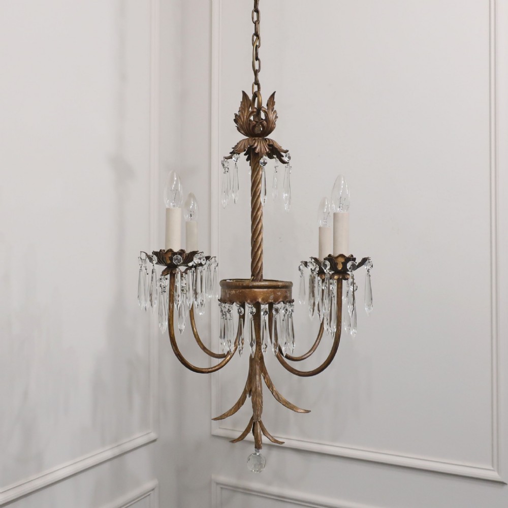 French Gilt Toleware Chandelier