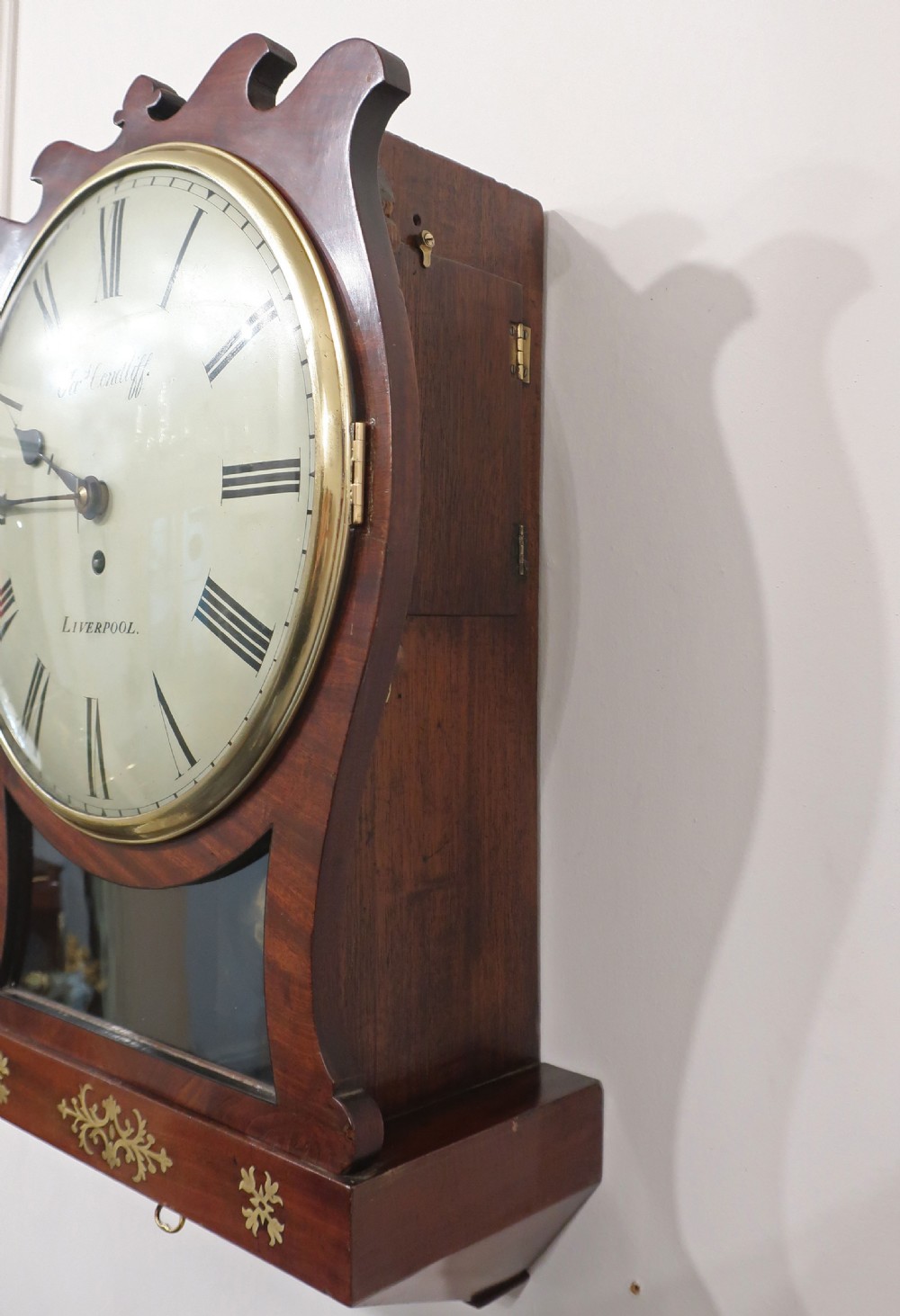 Georgian Timepiece Drop Dial Wall Clock by Condliff of Liverpool View XII