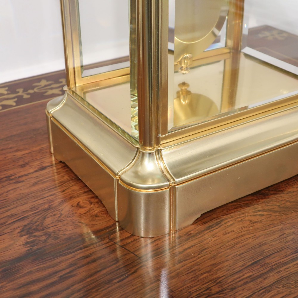 French Brass Gorge Case Four Glass Mantel Clock View V