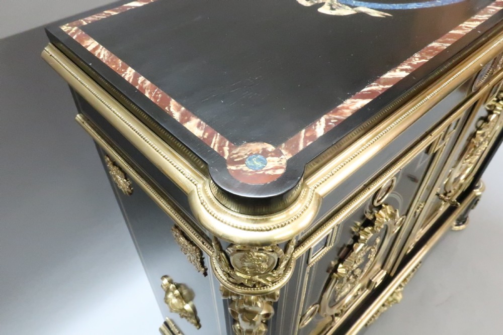 French Louis Philippe Ebonised  Side Cabinet Attributed to Monbro View XII